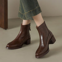 Womens Genuine Leather High-Heel Ankle Boots New Fall Winter Style For Winter Seasons
