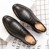 Men's Low Top Brown Pointed Toe Formal Leather Shoes