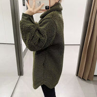 Lamb Fleece Shirt Coat Lapel Long Sleeve Women's Coat