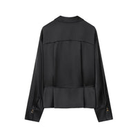 Women's Stylish Thin Waist Belt Silk-Satin Texture Shirt