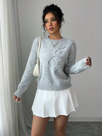Fashionable All-match Casual Flower Round Neck Sweater Women's Sweater