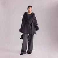 Autumn And Winter Temperament Real Fox Fur Double-sided Wool Coat Woolen Coat