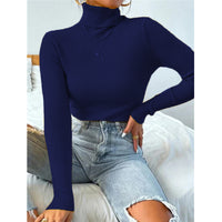 Turtleneck Sweater Pullover Knitted Top T-shirt