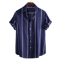 Men's Short-sleeved Fashion Loose Striped Shirt