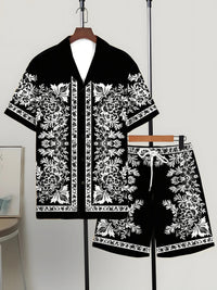 Printed Trendy Loose Short-Sleeve Shirt And Shorts Mens Set