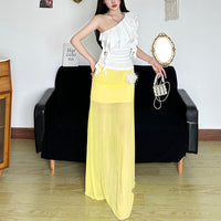 Women's Slant Shoulder Slim Fit Top And Skirt Set