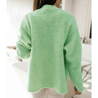 Autumn And Winter Women's European And American Keep Warm Pure Color Loose Knitted Cardigan Coat
