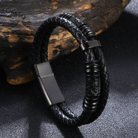 Cross-border Stainless Steel Personalized Double-Layer Leather Viking Bracelet