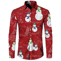 Funny Christmas Theme Digital 3D Printing Men's Button Lining Casual Long Sleeve