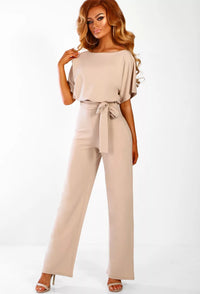 Fashion Bat Short-sleeved Lace-up Jumpsuit