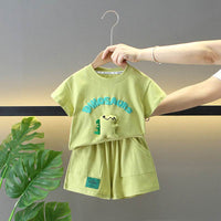 Creative Cartoon Printed Children's Short Sleeved Shorts Set