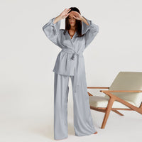 Womens Summer Loungewear Set Relaxed Comfortable Rayon-Look Pants And Robe For Casual Home Wear
