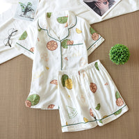 Summer Thin Cotton Gauze Loungewear Two-piece Suit