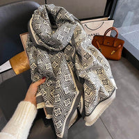 Four-Leaf Flower Fashion Artificial Cashmere Scarf Female Winter All-matching