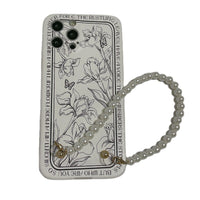 Ins Sketch Flower Pearl Chain Phone Case
