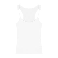 Womens Solid-Color Short Camisole With Padded Cups And Invisible Straps