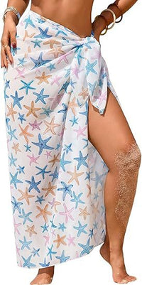 Women's Sheer Sarong High-Slit One-Size Swimsuit Cover-Up