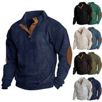 Men's Casual Stand-up Collar Long Sleeve Ribbed Corduroy Sweatshirt