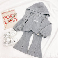 Girls' Sports Children's Western Style Net Red Split Flared Pants Hooded Jacket Autumn