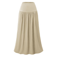 Womens Cotton Pocketed Skirt High-Waisted Elasticated Back Long Dress
