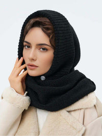 Solid Color Fashion Casual Knit Hat With Cross Scarf