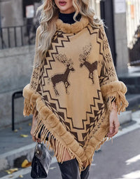 Pullover Tassel Christmas Shawl Sweater Cloak
