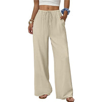 Fashionable Casual Solid-Color Versatile Womens Pants With Elastic Waist