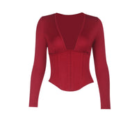 Women's Slim-fit Solid Color Long-sleeve Casual Top