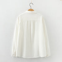 Lace Double-layer Cotton Yarn Long Sleeves Shirt For Women