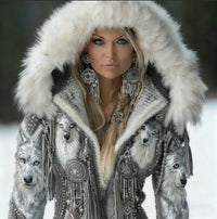 Womens Ethnic-Style Printed Hoodie
