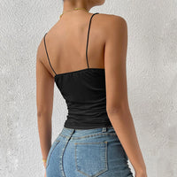 New Womens Slim-fit Elegant Boat-neck High-elastic Knitted Camisole