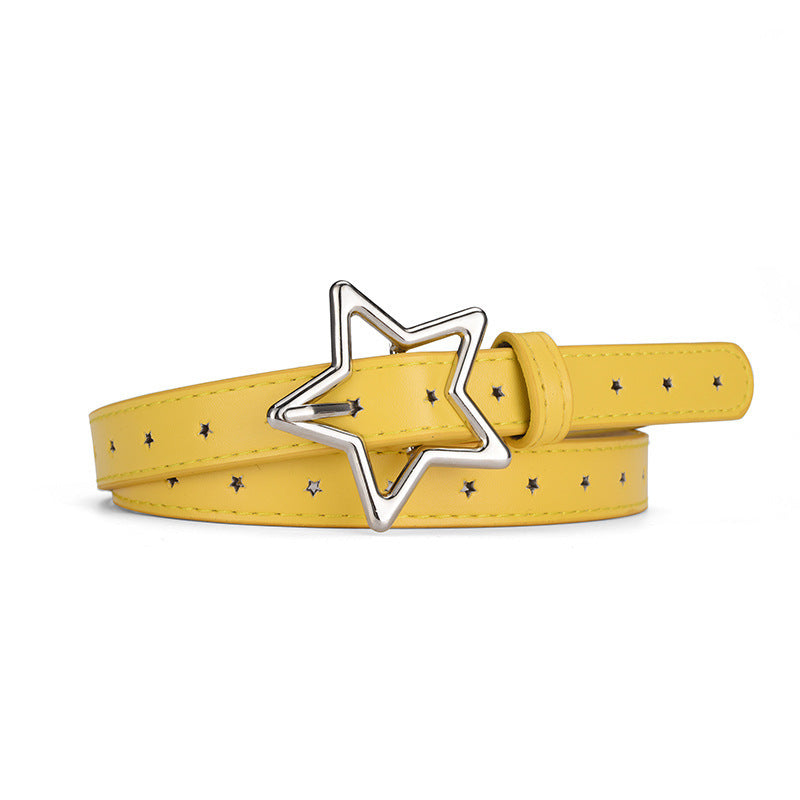 Children's Five-pointed Star Alloy Buckle Women's Belt Full Hole Dress Jeans Belt Female