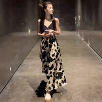 Contrast-color Printed Strap Dress For Women
