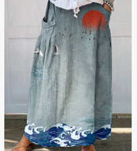 Independent Printed Skirt With Pockets