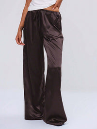 Satin Loose Wide Leg Drawstring Long Pants
