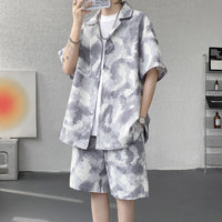 American-style Retro Tie-Dye Short-Sleeve Shirt Sports Suit For Men