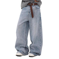 Retro Washed Distressed Simple Straight Jeans