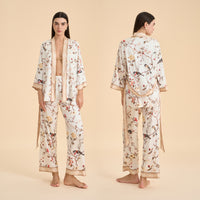 Floral-print Satin Chiffon Loungewear Set