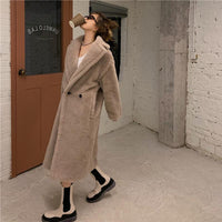 New Winter Thick and Versatile Loose Cardigan Plush Trench Coat