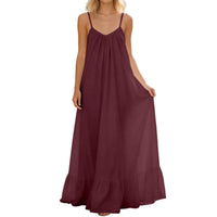 Summer Sexy Strap Sleeveless Solid Color Maxi Dress