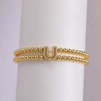 Copper-plated 18k Gold Zircon Bead Bracelet