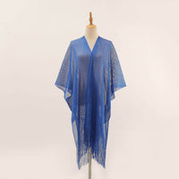 Flat Towel Shawl Gold And Silver Silk Slit Fashionable Beachwear Vacation Sun Protection Shirt