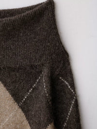 Off-shoulder Rhombus Jacquard Knitted Sweater For Women