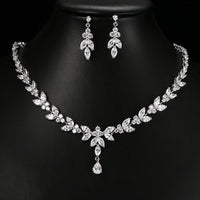 Elegant Long Horse-Eye Waterdrop Zircon Platinum Necklace