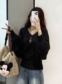 Lazy Style V-neck Batwing Sleeve Knitwear Women's Autumn And Winter