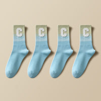 Letter Women's Winter Cotton Medium Socks