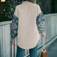 Ethnic Lapel Multi-color Coat Women's Lazy