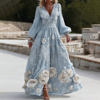 European And American Women's V-Neck Maxi Dress