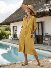Casual Striped Chic Fashionable Retro V-Neck Elegant Womens Dress