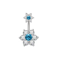Flower Belly Ring Inlaid Zircon Water Drop Serpentine